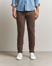 Gant Slim Fit Cotton Herringbone Trousers Rich Brown