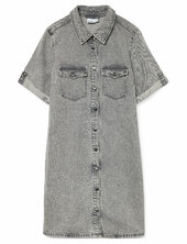 Vmjennie Ss Short Denim Dress Ga Noos Polvipituinen Mekko Grey Vero Moda