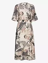 Elitaiw Wrap Dress Polvipituinen Mekko Grey Inwear