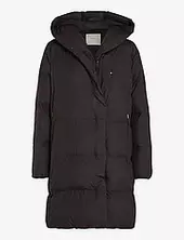 Lw Padded Funnel Neck Wrap Coat Topattu Pitkä Takki Black Calvin Klein