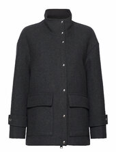High Neck Midi Wool Coat Villakangastakki Pitkä Takki Black Mango