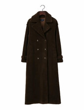 Maxi Belted Wool Blend Teddy Coat Trenssi Takki Brown Lexington Clothing