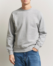 Nudie Jeans Palle Logo Crew Neck Sweatshirt Grey Melange