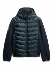 Hooded Knit Storm Hybrid Jkt Vuorillinen Takki Topattu Takki Navy Superdry