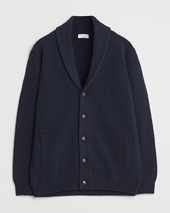 Eton Wool Knitted Shawl Collar Cardigan Navy
