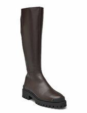 Boots - Flat Korkeavartiset Saapikkaat Brown Angulus