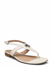 Everley Nappa Leather Sandal Matalapohjaiset Sandaalit White Lauren Ralph Lauren
