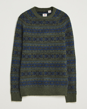 Levi's Presidio Raglan Knitted Fairisle Sweater Dark Green