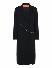 Straight Long Sleeve Coat, 2273 Cre Villakangastakki Pitkä Takki Black Stine Goya