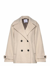 Wool Double-breasted Coat With Buttons Villakangastakki Cream Mango