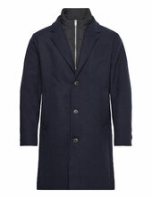 Detachable Collar Lapel Coat Villakangastakki Pitkä Takki Navy Lindbergh