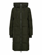 Mmnova Square Down Coat Topattu Pitkä Takki Khaki Green Mos Mosh