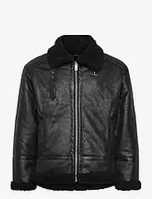 Faux Shearling Jacket Nahkatakki Black Lindbergh