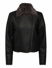 Faux Fur Biker Jacket Nahkatakki Black Mango