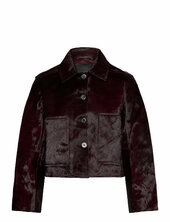 Leather Jacket With Fur Pockets Nahkatakki Burgundy Mango