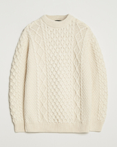 Gloverall Aran Wool Knitted Sweater Ecru