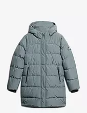 Hooded Sports Puffer Mid Jkt Topattu Pitkä Takki Blue Superdry