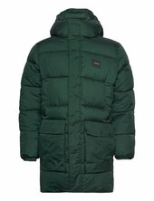 Long Hooded Quilt Puffer Mw Villakangastakki Pitkä Takki Green Calvin Klein