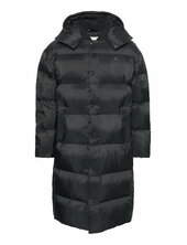 Ls Long Length Hooded Nylon Puff Vuorillinen Takki Topattu Takki Black Calvin Klein Jeans