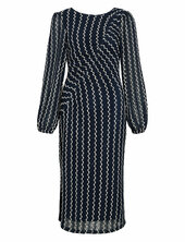 Viellen O-neck L/s Midi Dress/dc Polvipituinen Mekko Navy Vila