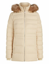 Tyra Down Jacket With Fur Vuorillinen Takki Topattu Takki Cream Tommy Hilfiger