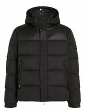 Mix Down Hooded Puffer Jacket Vuorillinen Takki Topattu Takki Black Tommy Hilfiger