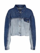 Nmrinna L/s Crop Dnm Jacket Colorblock Farkkutakki Denimtakki Blue Noisy May