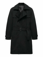Water-repellent Belted Trench Coat Trenssi Takki Black Mango