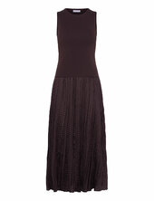 Combined-fabric Long Dress Polvipituinen Mekko Brown Mango