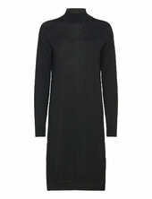 Merino Wool Dress Polvipituinen Mekko Black Rosemunde