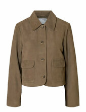 Slfkaya Suede Jacket Noos Nahkatakki Brown Selected