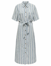 Onlcaro S/s Linen Bl Belt Dress Cc Pnt Polvipituinen Mekko Blue Only