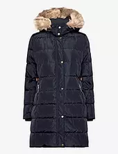 Faux-fur-trim Hooded Down Coat Topattu Pitkä Takki Navy Lauren Ralph Lauren