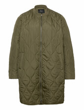 Cacamp, L/s, New Coat Topattu Pitkä Takki Green Zizzi