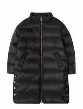 Farida Down Coat Topattu Pitkä Takki Black Busnel