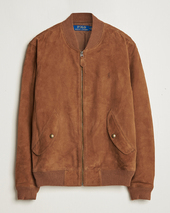 Polo Ralph Lauren Flight Suede Bomber Jacket Country Brown