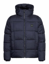 Hooded Quilt Puffer Mw Villakangastakki Pitkä Takki Navy Calvin Klein