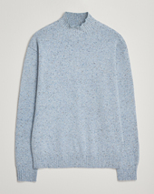 Nn07 Aksel Wool Donegal Knitted Mock Neck Cerulian Blue