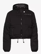 Margie Aqua Activated Puffer Topattu Pitkä Takki Black Juicy Couture