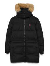 Tjw Midi Alaska Faux Fur Vuorillinen Takki Topattu Takki Black Tommy Jeans