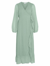 Viedee L/s Ankle Wrap Dress Polvipituinen Mekko Green Vila