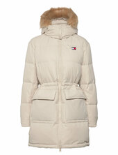 Tjw Midi Alaska Faux Fur Vuorillinen Takki Topattu Takki Cream Tommy Jeans
