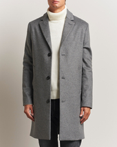 J.lindeberg August Wool/cashmere Melton Coat Dark Grey Melange