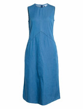 Vibista Denim S/l Midi Dress / Ls Polvipituinen Mekko Blue Vila