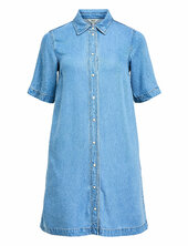 Objframe 2/4 Re Denim Dress Noos Polvipituinen Mekko Blue Object