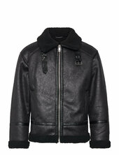 Faux Shearling Jacket Nahkatakki Black Lindbergh