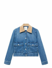 Corduroy Collar Denim Jacket Farkkutakki Denimtakki Blue Mango