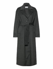 Objaubrey L/s Lo Coat 141 Villakangastakki Pitkä Takki Grey Object