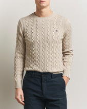 Gant Cotton Cable Crew Neck Pullover Oat Melange