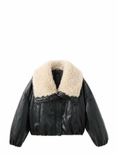 Faux-leather Jacket With Shearling Collar Nahkatakki Black Mango